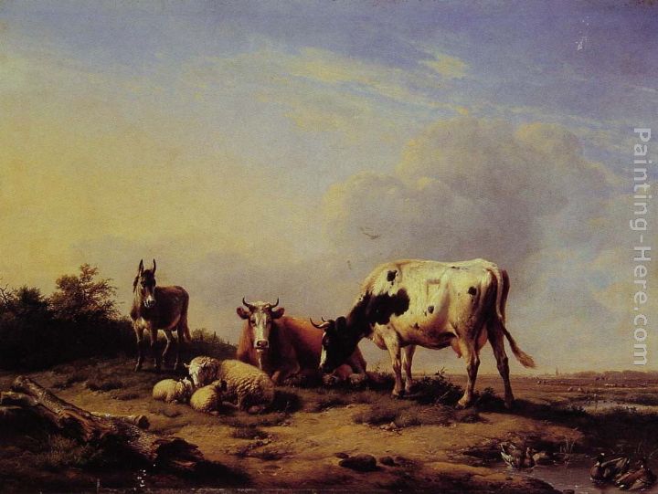 A gathering in the pasture painting - Eugene Verboeckhoven A gathering in the pasture art painting